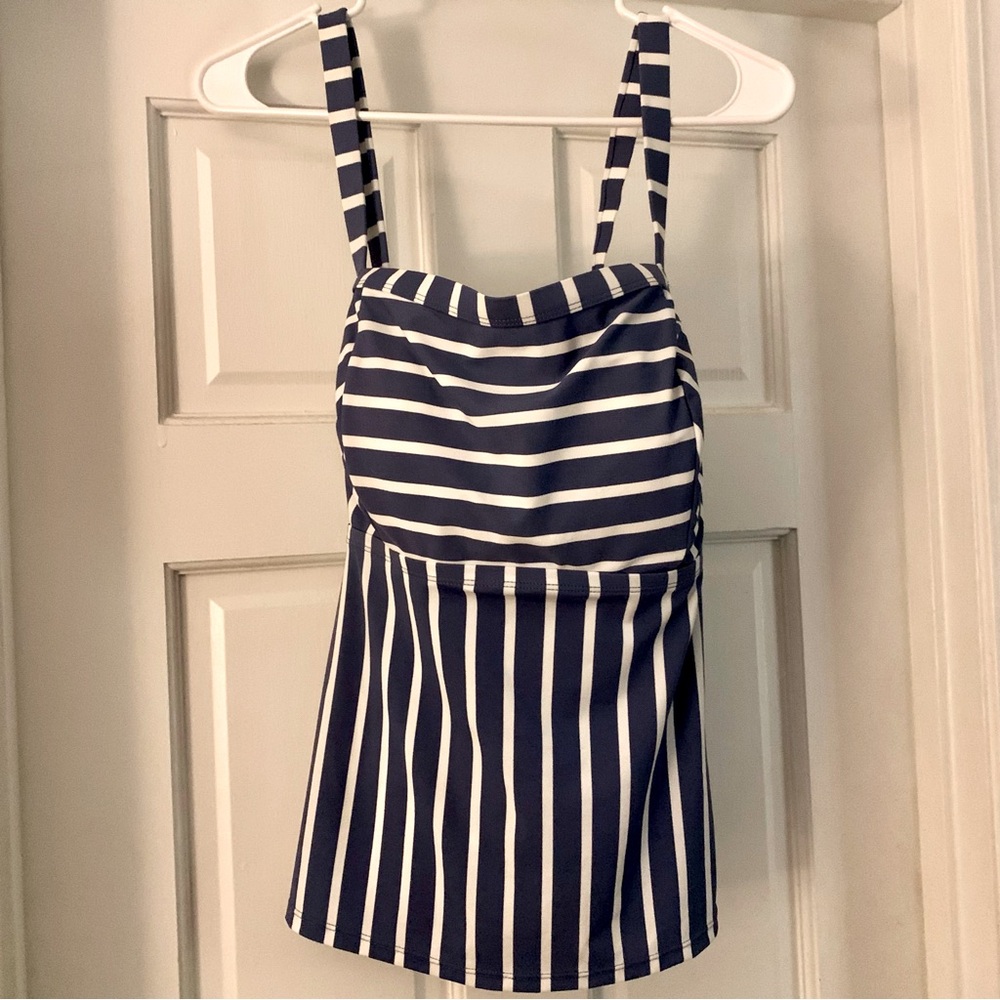 Terra & Sky Tankini Blue & White Stripe Swim Top Size 1X (16W-18W) Brand New!